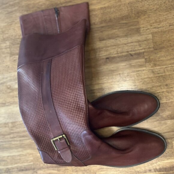 Cole Haan Tall Woven Design Leather Boots 11B - Picture 1 of 9